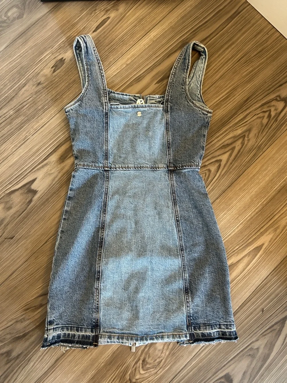 Roxy Two-Tone Light Blue Denim Zip Mini Dress - Picture 3 of 6